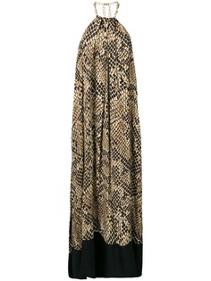 Christian Pellizzari платье с вырезом халтер и змеиным принтом