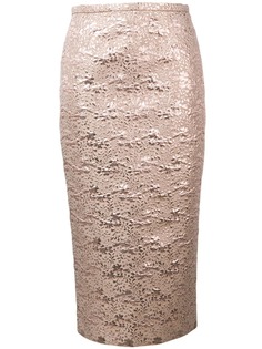 Rochas юбка прямого кроя с цветочной вышивкой