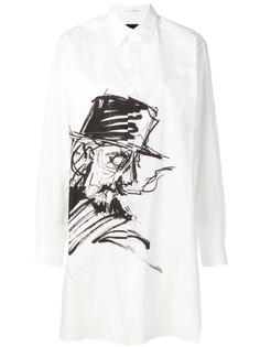 Yohji Yamamoto рубашка свободного кроя с принтом