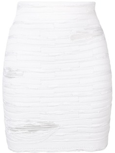 Balmain трикотажная юбка с эффектом потертости