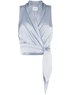 Nanushka атласная блузка Silo без рукавов с завязкой на талии