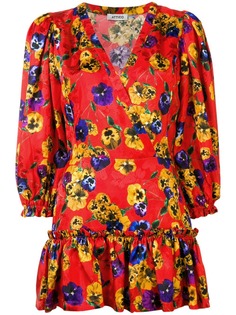 Attico платье с цветочным принтом и оборками