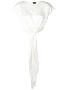 Magda Butrym блузка с узлом спереди и вышивкой бисером
