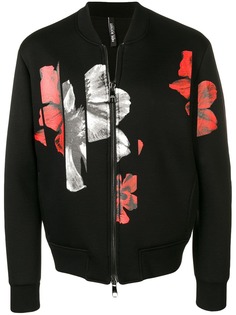 Neil Barrett куртка-бомбер с цветочным принтом