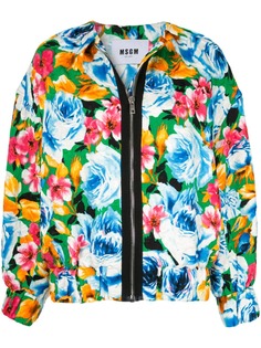 MSGM куртка-бомбер с цветочным узором
