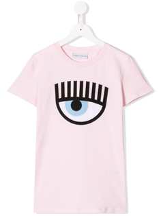 Chiara Ferragni Kids футболка с вышитым логотипом