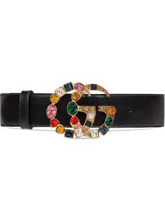 Gucci ремень с пряжкой с логотипом GG с кристаллами