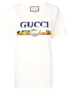 Gucci футболка с логотипом и пайетками