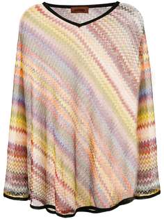 M Missoni пончо с V-образным вырезом и узором шеврон