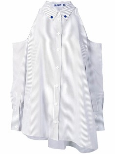 SJYP полосатая рубашка с открытыми плечами