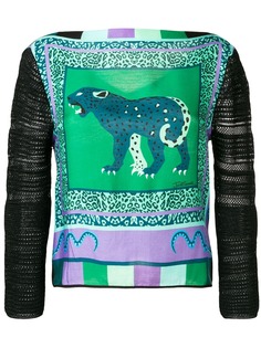 Just Cavalli свитер с вставками и принтом леопарда