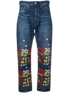Junya Watanabe джинсы с цветочной вышивкой