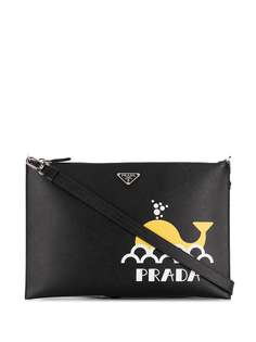 Prada клатч из сафьяновой кожи с принтом