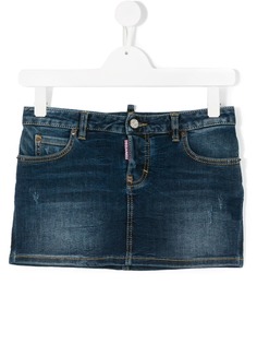 Dsquared2 Kids джинсовая мини-юбка с эффектом потертости