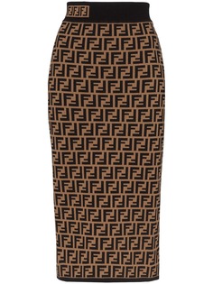 Fendi юбка миди с узором FF