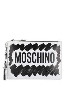 Moschino клатч с принтом Brushstroke и логотипом