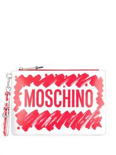 Moschino клатч с принтом Brushstroke и логотипом