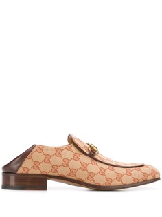 Gucci лоферы Horsebit с узором GG