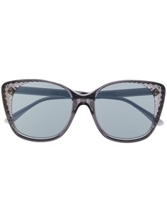 Bottega Veneta Eyewear солнцезащитные очки в круглой фактурной оправе