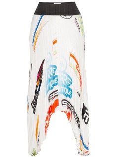 Marine Serre плиссированная юбка миди с логотипом