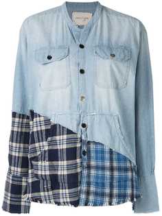 Greg Lauren джинсовая рубашка с контрастными вставками