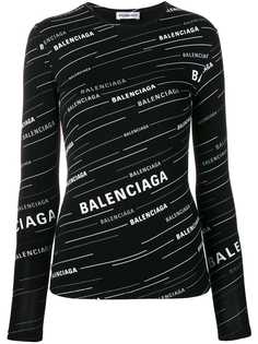 Balenciaga топ с логотипом и длинными рукавами