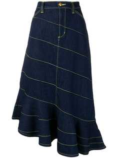 Tory Burch асимметричная юбка с контрастной строчкой