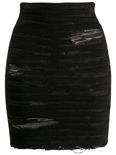 Balmain юбка мини с эффектом потертости