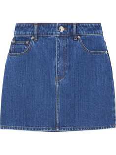 Burberry джинсовая юбка мини с принтом