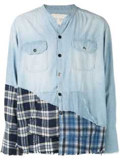 Greg Lauren джинсовая рубашка с контрастной вставкой