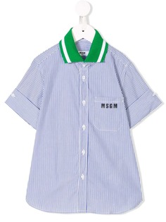 Msgm Kids рубашка с контрастным воротником в полоску