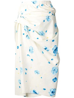 Marni юбка с запахом и цветочным принтом