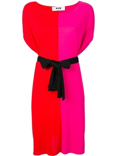 MSGM двухцветное платье с контрастным поясом
