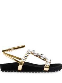 Miu Miu декорированные сандалии с эффектом металлик