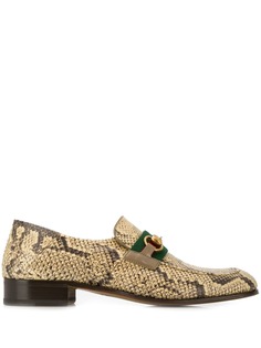Gucci лоферы с тиснением под кожу змеи