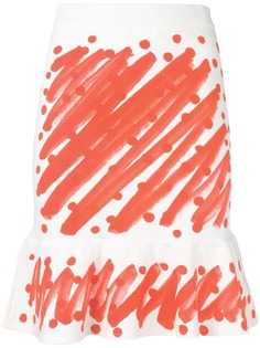 Moschino юбка с оборкой и принтом Brushstroke