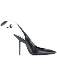 Saint Laurent туфли без задника с декором из перьев