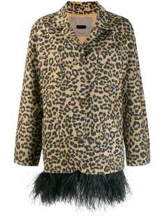 Simonetta Ravizza пальто с леопардовым принтом и перьями
