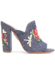 Aquazzura мюли с цветочным принтом