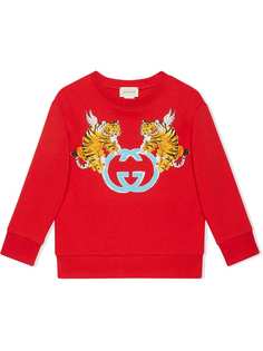 Gucci Kids толстовка с принтом тигров