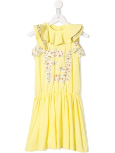 Fendi Kids платье с цветочным принтом и логотипом