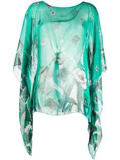 Cavalli Class блузка с цветочным принтом и драпировкой