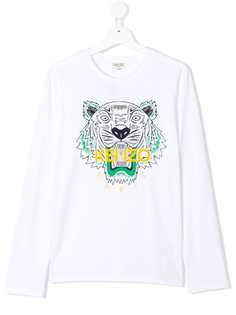 Kenzo Kids футболка с длинными рукавами и принтом тигра