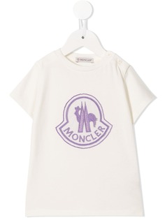 Moncler Kids футболка с вышитым логотипом