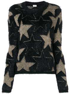 Saint Laurent фактурный джемпер со звездами