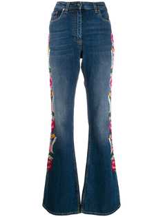 Etro расклешенные джинсы с цветочной вышивкой