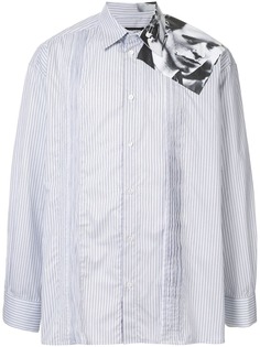 Raf Simons рубашка в тонкую полоску с фотопринтом на плече