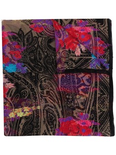 Etro платок с цветочной вышивкой