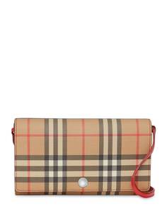 Burberry кошелек в клетку Vintage Check со съемным ремешком