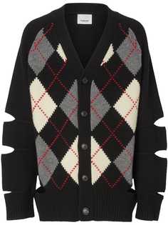 Burberry кашемировый кардиган с вырезными деталями